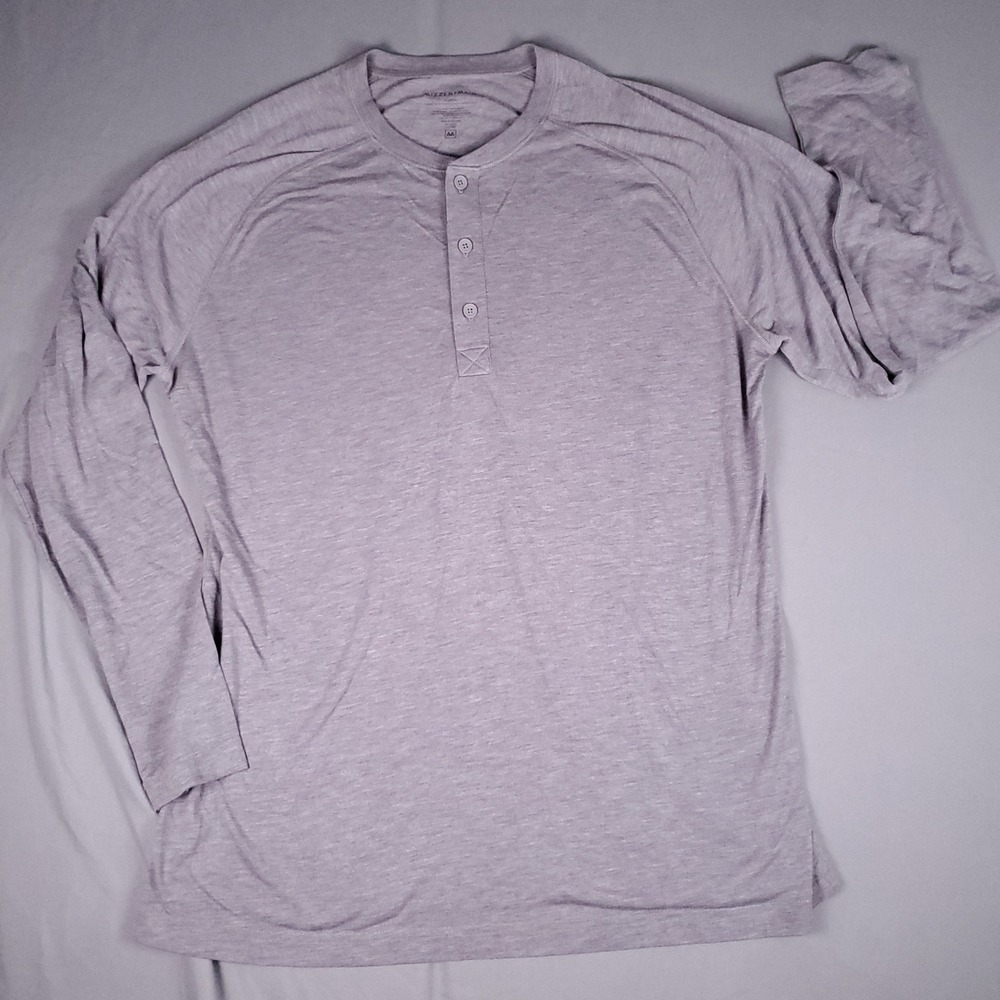 Mizzen Main Henley Shirt Mens XL Long Sleeve Heather Gray Performance Modal